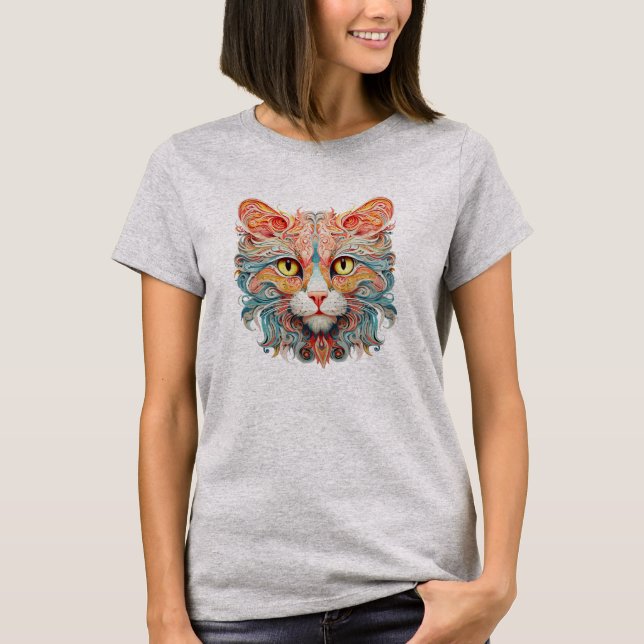 T-shirt Conception d'une tête de chat vibrante Une explosi (Devant)