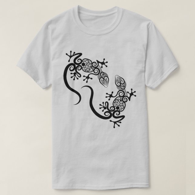 T-shirt Conception Duo de Lézard Mandala Orné Intriqué (Design devant)