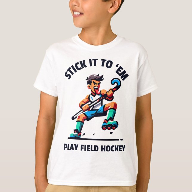 T-shirt Conception dynamique de joueur de hockey sur gazon (Devant)