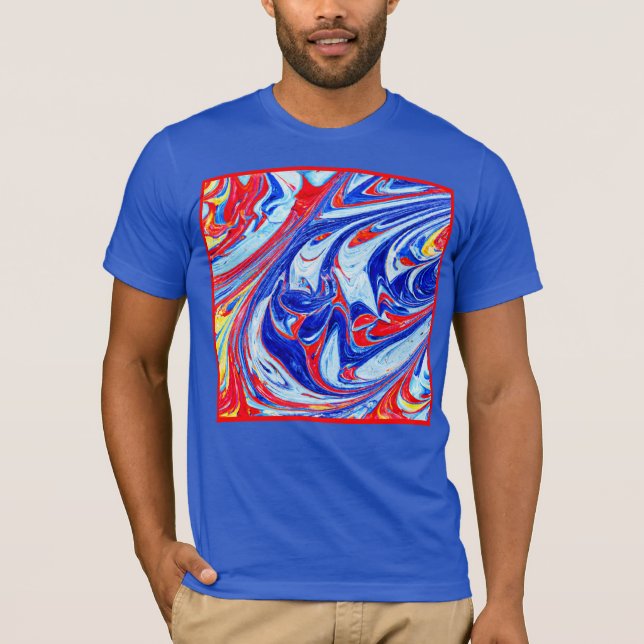 T-shirt Conception dynamique des Motifs Abstraits bleus (Devant)