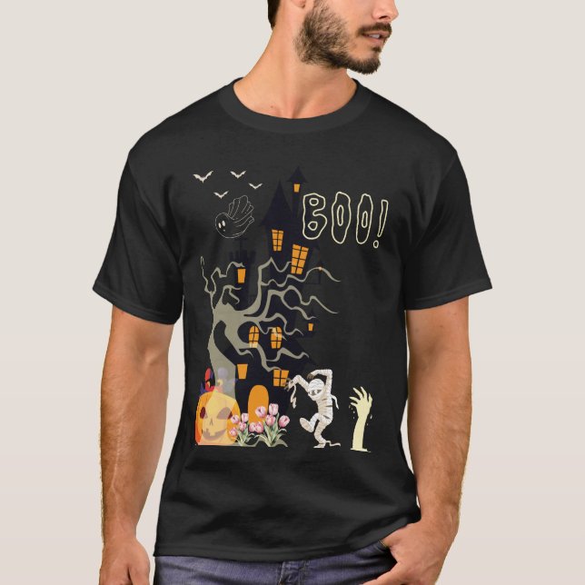 T-shirt Conception effrayante de nuit d'Halloween sous la  (Devant)