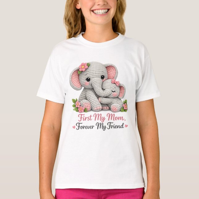 T-shirt Conception éléphant de maman d'abord _ Cadeau de f (Devant)