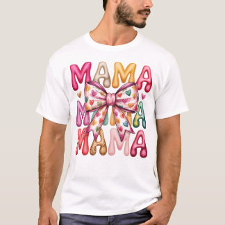T-shirt Conception Empilée Maman Ruban Rétro Cœur