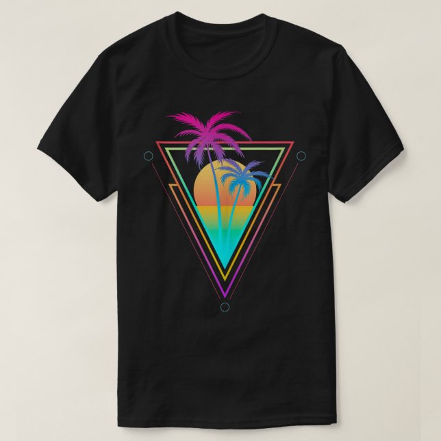 T-shirt Conception esthétique d'arbre de palme au coucher  (Design devant)