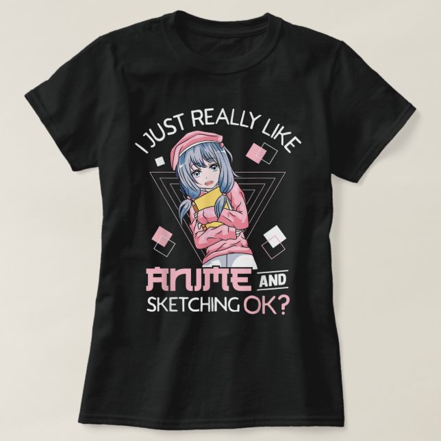 T-shirt Conception esthétique d'artiste d'anime mignonne (Design devant)