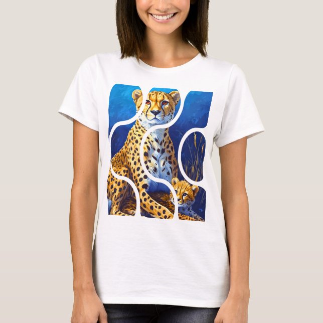 T-shirt Conception faune mère et petit guépard (Devant)