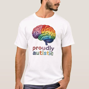 T-shirt Conception fièrement autistique brodée arc-en-ciel