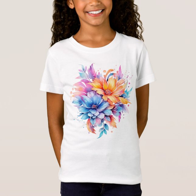 T-Shirt Conception Fleurs Florales Aquarelle-24683 (Devant)