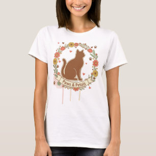 T-shirt Conception Florale de Chat Paws & Petals