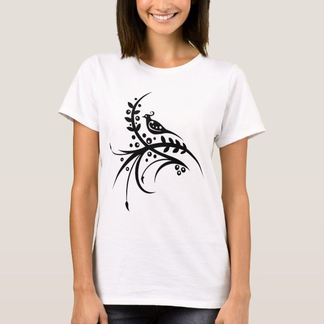 T-shirt Conception florale de remous de Chinois (Devant)