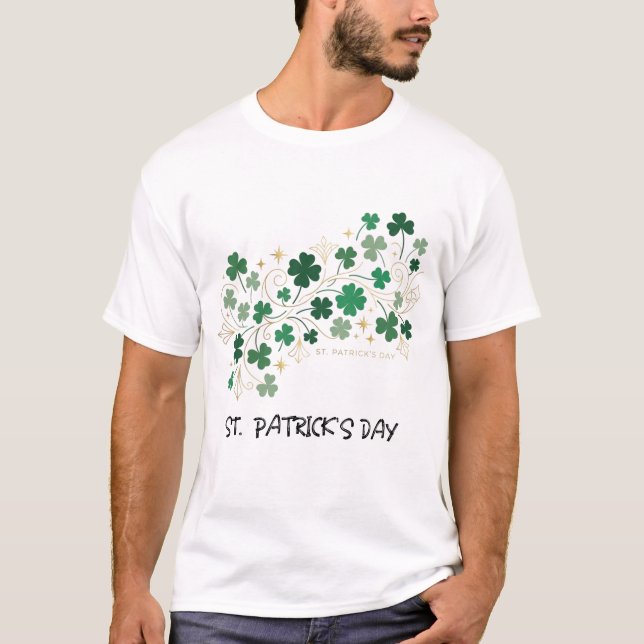 T-shirt Conception florale de trèfle élégant pour la Saint (Devant)