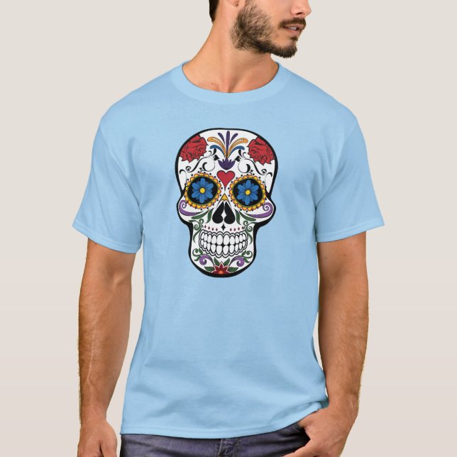 T-shirt Conception florale fraîche de crâne (Devant)