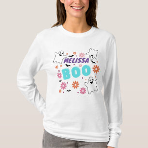 T-shirt Conception florale Retro Boo Halloween personnalis