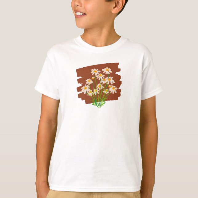T-shirt Conception florale rustique sur fond marron (Devant)