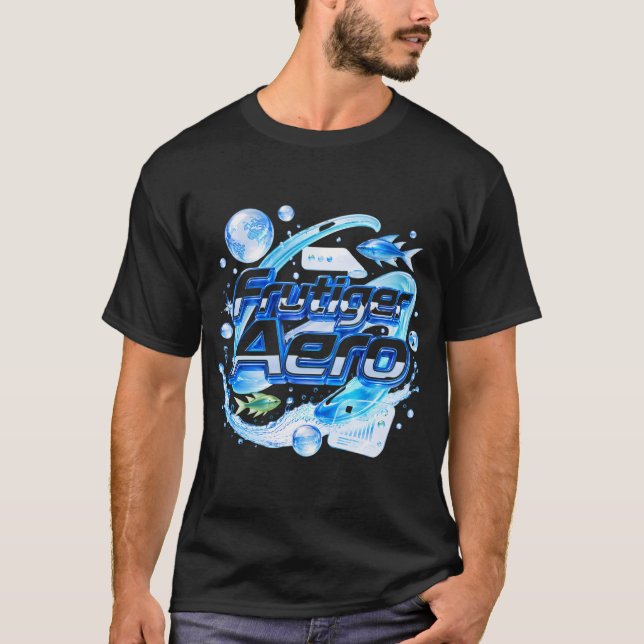T-shirt Conception Frutiger Aero Blue Tech Y2K (Devant)