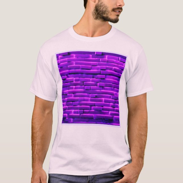 T-shirt Conception futuriste de murs en briques de néon (Devant)
