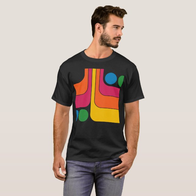 T-shirt Conception géométrique de style rétro années 70 Mo (Devant entier)