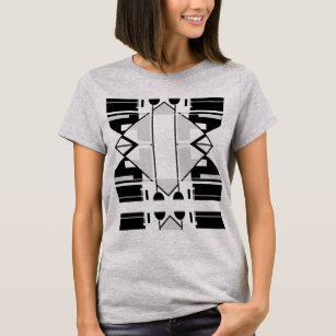 T-shirt Conception géométrique MCM gris symétrique noir