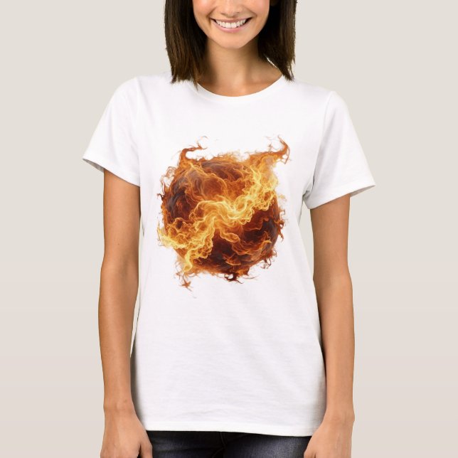 T-shirt Conception graphique boule de feu argentée branché (Devant)