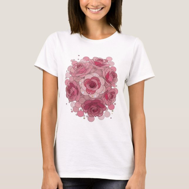 T-shirt Conception graphique de bulles de rose rose classi (Devant)