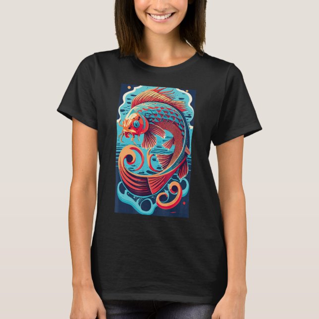 T-shirt Conception Graphique De Carpe Koï Esthétique Art S (Devant)