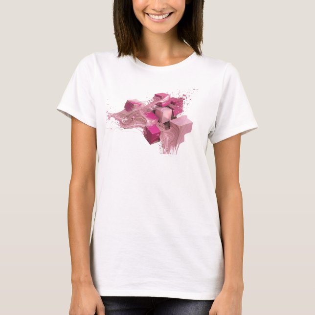 T-shirt Conception graphique de cubes abstraits roses tend (Devant)