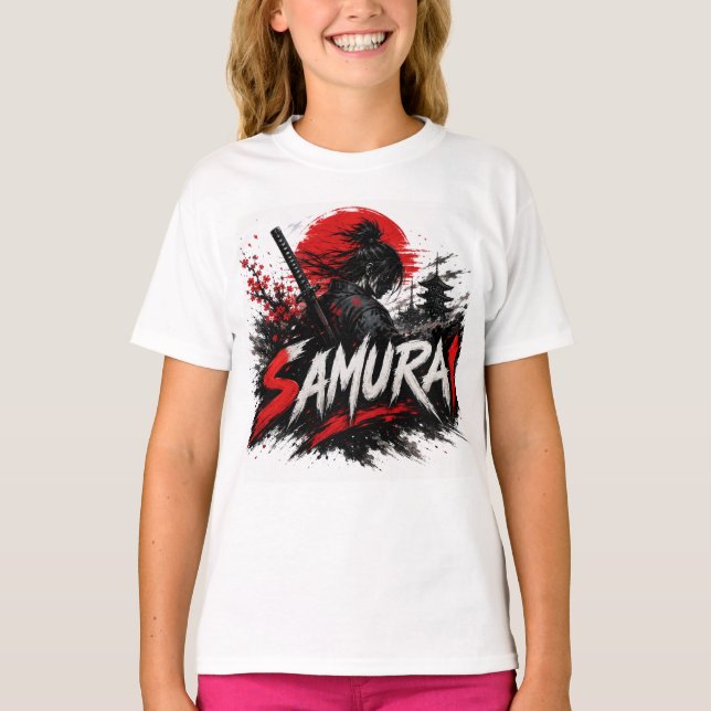 T-shirt Conception Graphique de l'Anime Guerrier Samouraï (Devant)