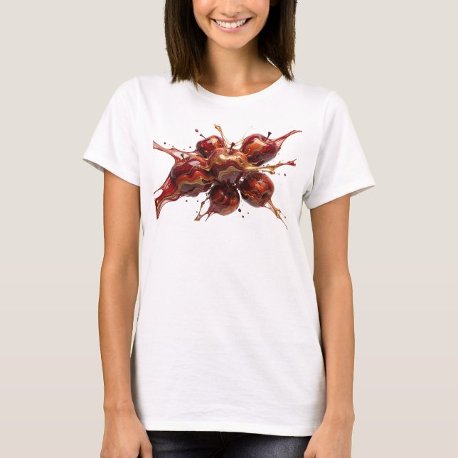 T-shirt Conception Graphique de Pomme Abstraite Rouge Edgy (Devant)