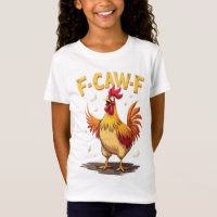 Conception graphique de poulet drôle coq F-CAW-F