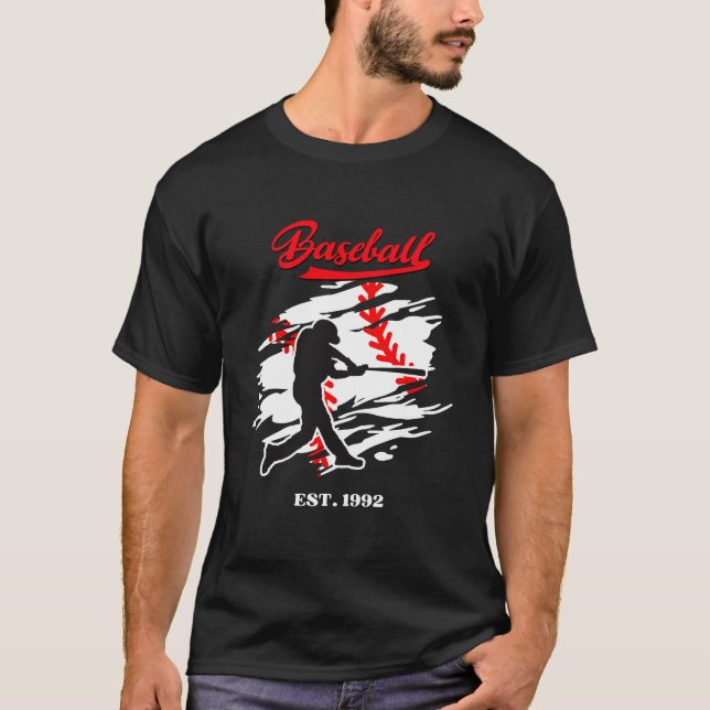 T-shirt Conception Graphique de Silhouette de Baseball – F (Devant)