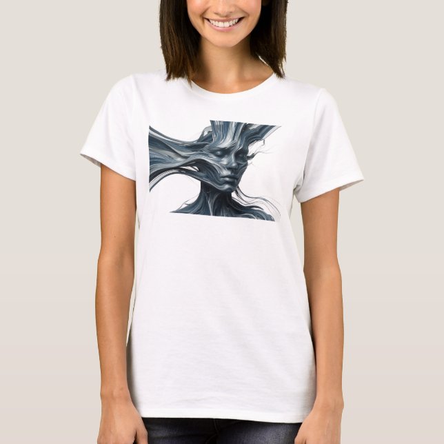 T-shirt Conception graphique de visage abstrait argenté st (Devant)