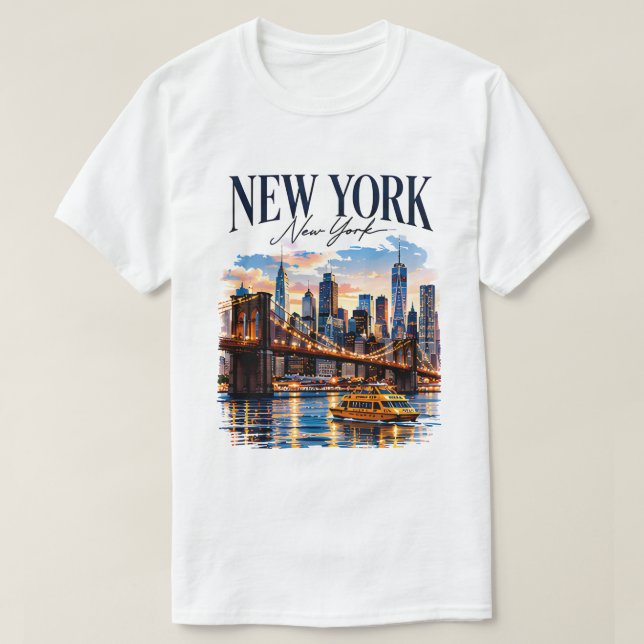 T-shirt Conception Graphique de Voyage Urbain à New York (Design devant)