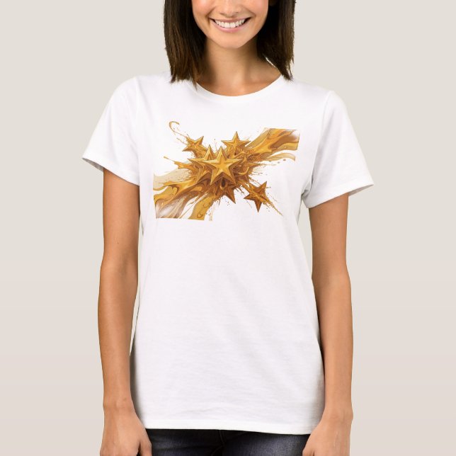 T-shirt Conception graphique d'étoiles abstraites orange c (Devant)