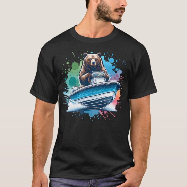 T-shirt Conception graphique d'ours grizzly conduisant un  (Devant)