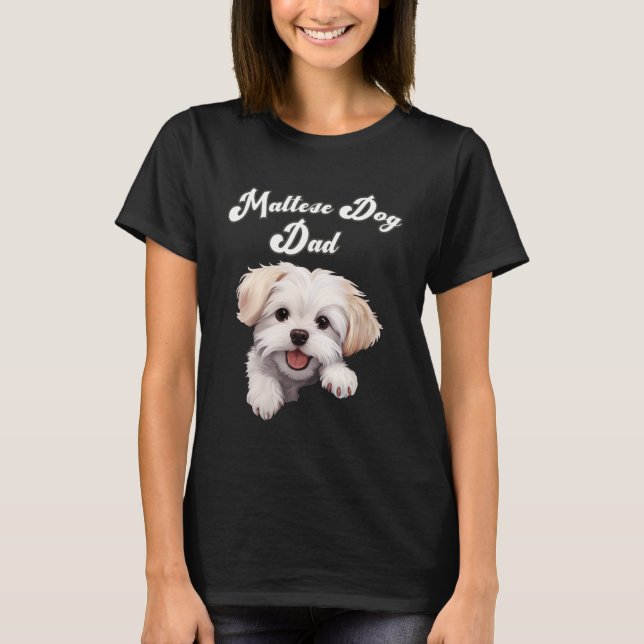 T-shirt Conception Graphique Papa Chien Maltais Mignon (Devant)