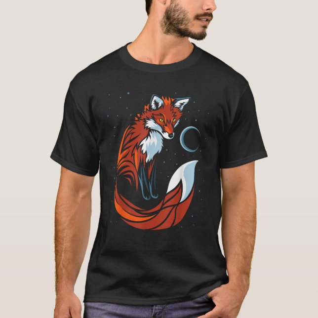 T-shirt conception graphique renard tribal queue  (Devant)