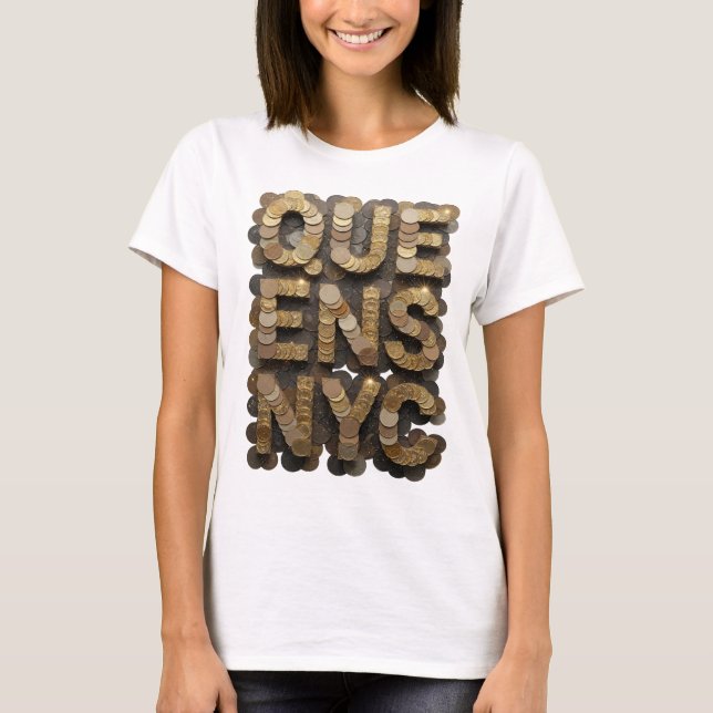 T-shirt Conception graphique Witty Gold QUEENS NYC (Devant)