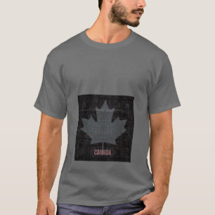 T-shirt Conception grise et noire de drapeau de feuille
