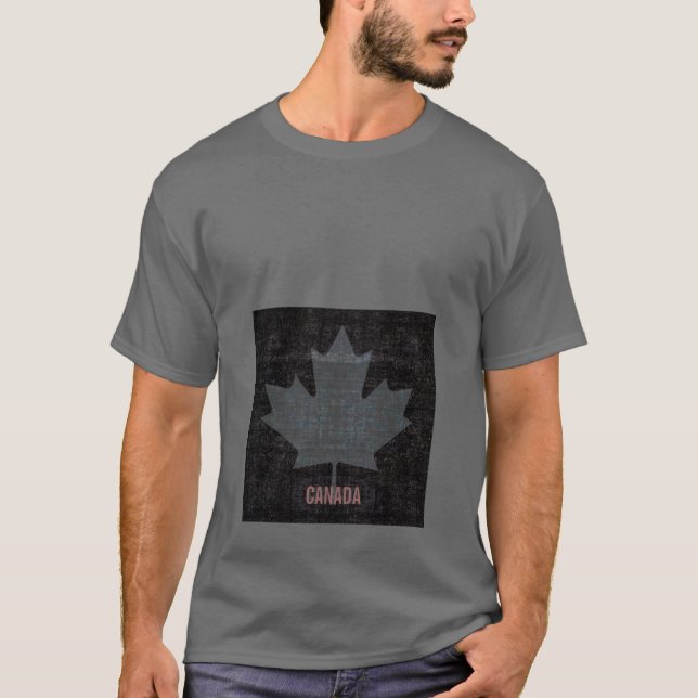 T-shirt Conception grise et noire de drapeau de feuille (Devant)