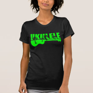 T-shirt conception hawaïenne tropicale verte d'ukulélé