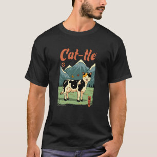T-shirt Conception Hybride de Chat et de Vache Drôle