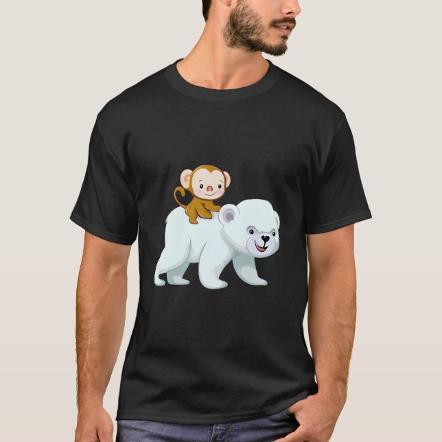 T-shirt Conception hybride de l'ours singe-glace mignon (Devant)