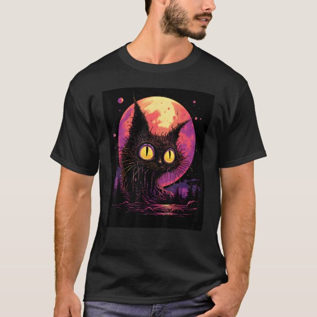 T-shirt Conception intrigante de silhouette de chat votre  (Devant)