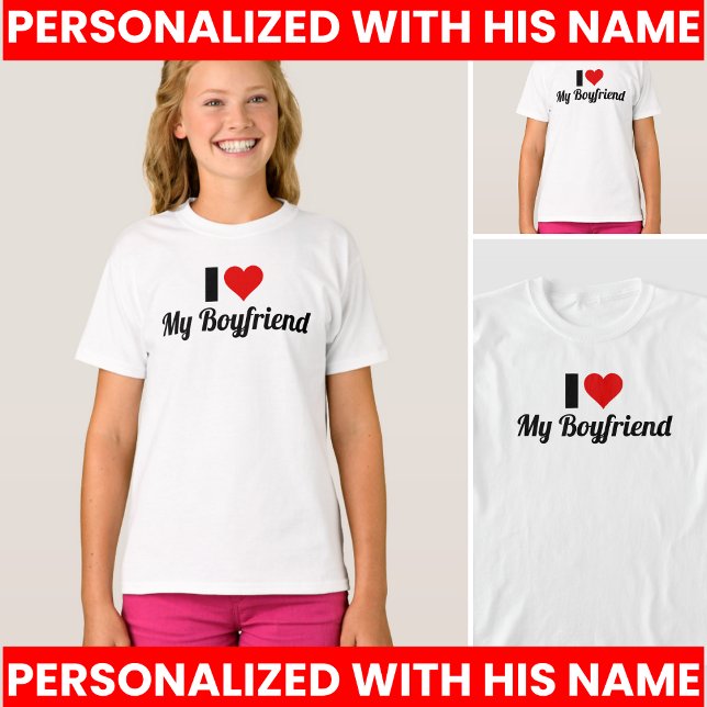 T-shirt Conception J'aime Mon Petit Ami (I Love My BF I Love My Boyfriend I Love My BD Shirt)