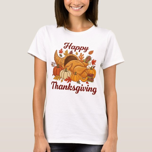 T-shirt Conception Joyeuse Action de grâce — Feuilles d'au (Devant)