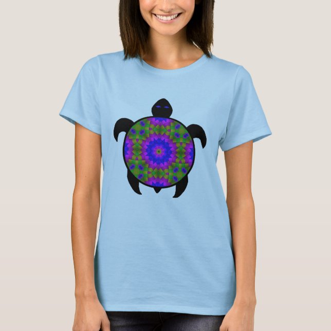 T-shirt Conception kaléïdoscopique de tortue de mandala (Devant)