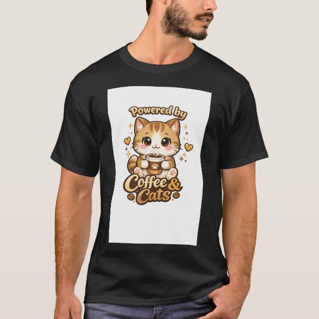 T-shirt Conception Kawaii Chat Mignon Amateur de Café - Al (Devant)