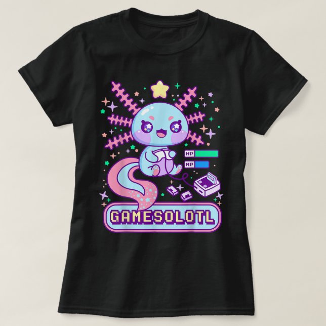 T-shirt Conception Kawaii d'Axolotl de Joueur Mignon (Design devant)