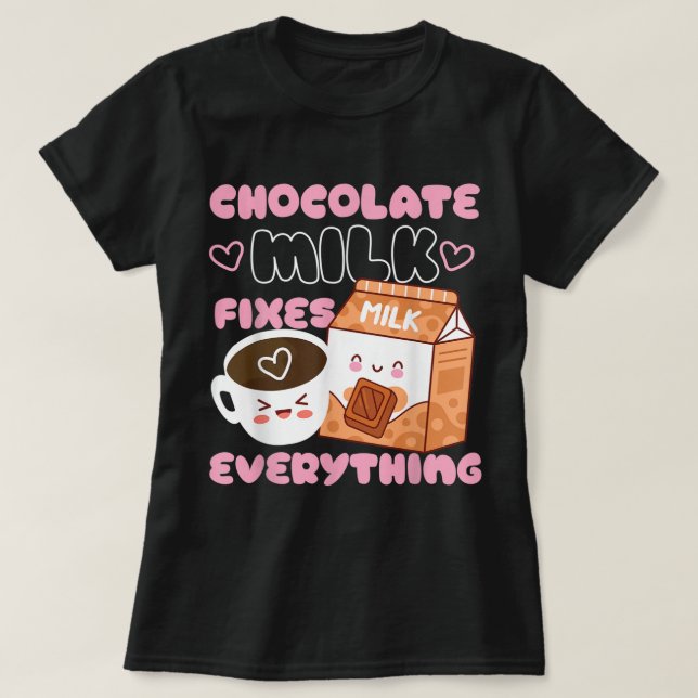 T-shirt Conception Kawaii de Lait Chocolaté Mignon (Design devant)
