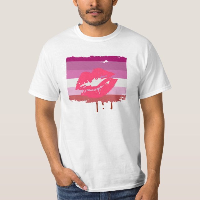 T-SHIRT CONCEPTION LESBIENNE DE RAYURES DE DRAPEAU DE (Devant)